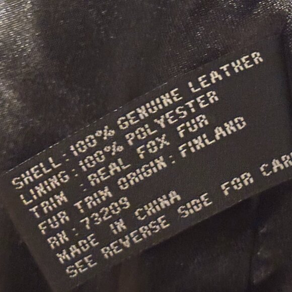 Vintage Marvin Richards Black Coat Fox Fur Collar Leather Jacket XL - Picture 5 of 6